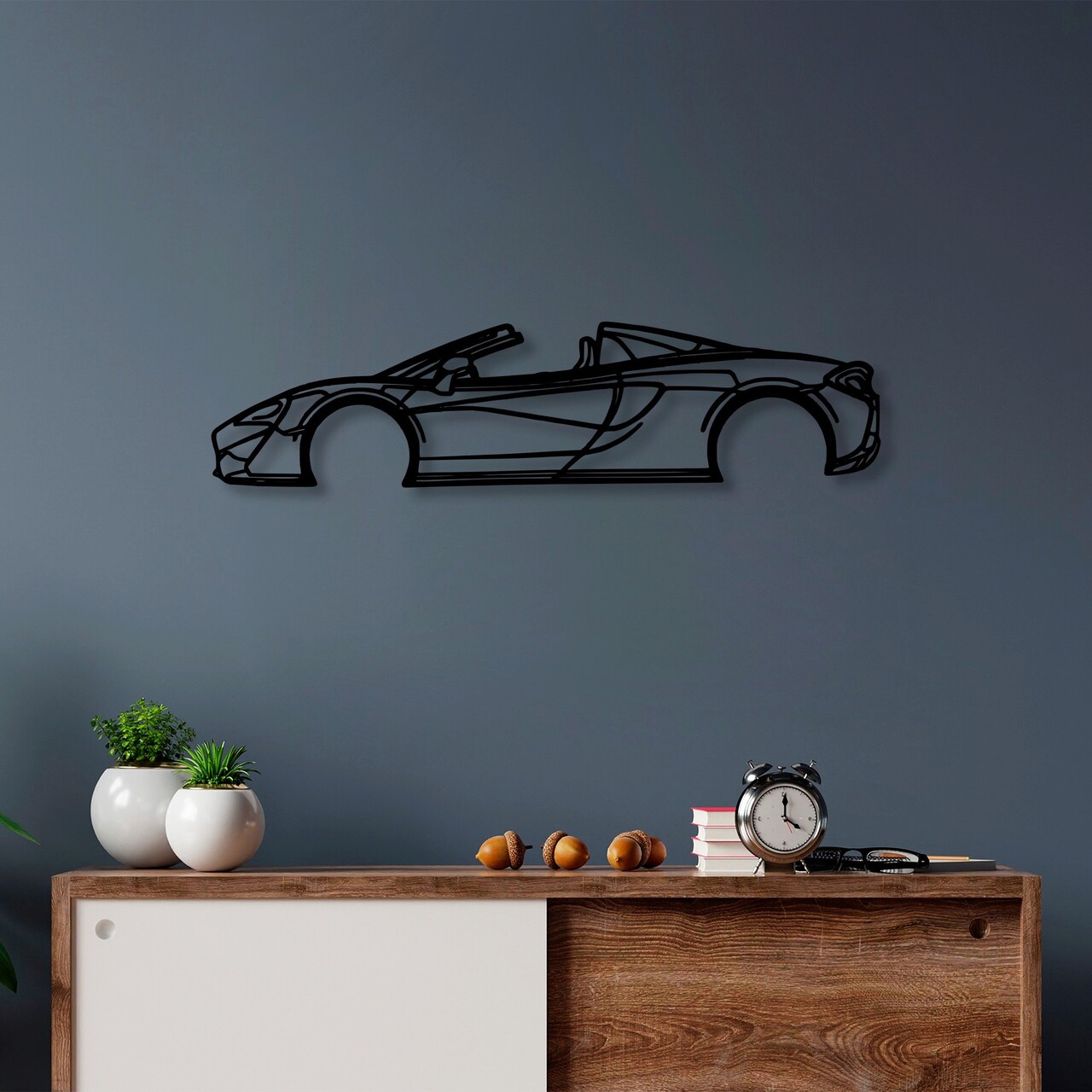 Decoratiune de perete, McLaren 570S Silhouette, 70 x 17 cm, Negru - imagine 6